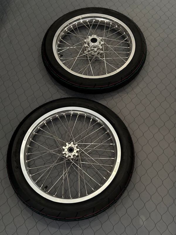 Talaria XXX / MX4, MX3, Sting - Supermoto Wheelset (Thick/Wide) - Chrome Silver